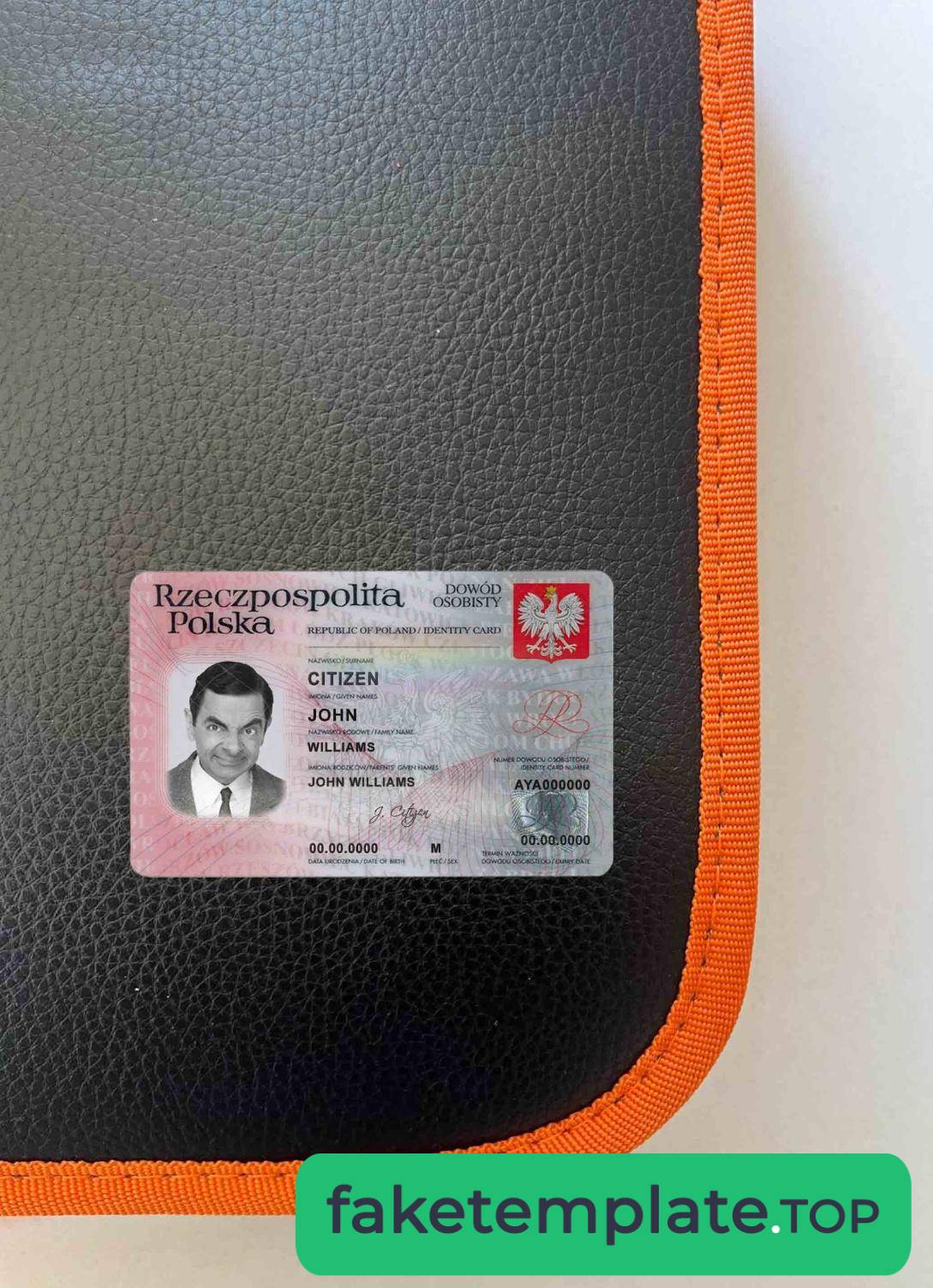 Feature of fake Poland ID photolook example